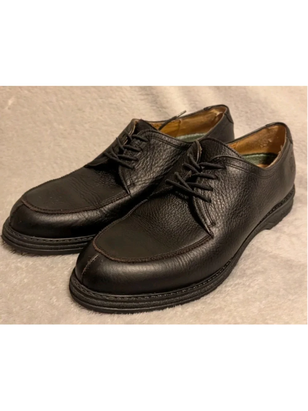 Timberland Black Pebble Grain Leather Derby Dress Shoes Black Men's 9M B235